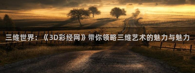 k8凯发官网入口：三维世界：《3D彩经网》带你领略三维艺术的魅力与魅力